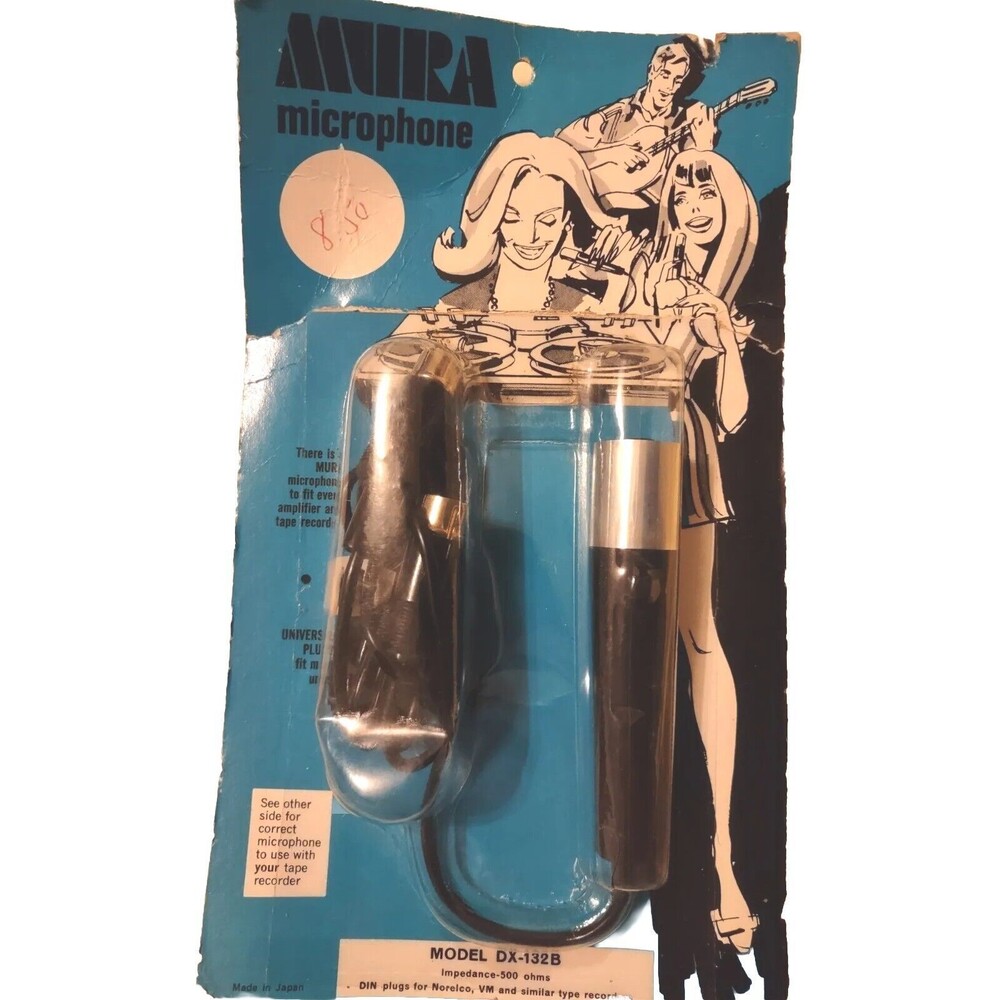 Vintage Mura DX-132b 500 Ohms Dynamic Microphone In Original Package